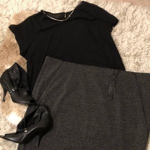 Pencil Skirt with Faux Leather Piping